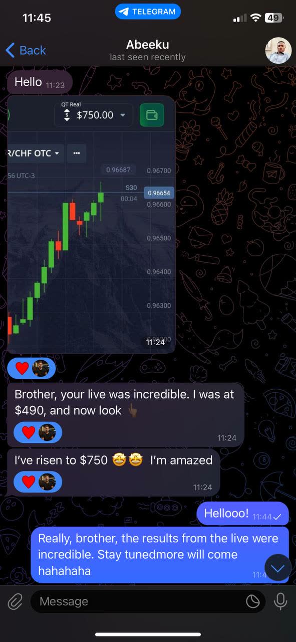 Message from a student on Telegram